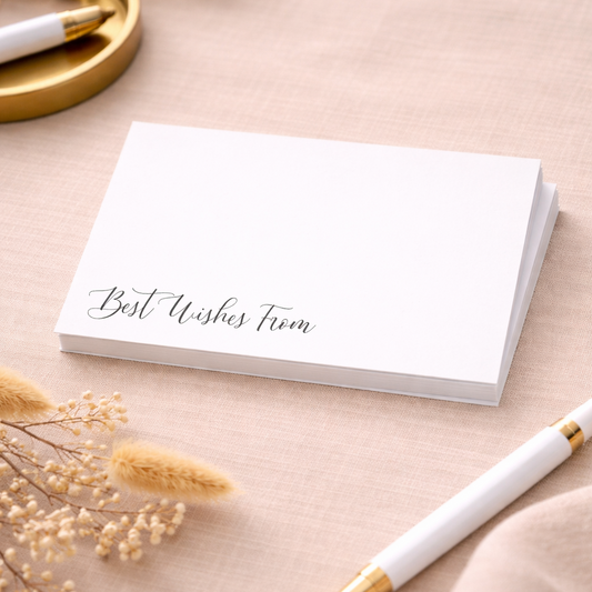 Customized - Best Wishes From - Notecards – Set of Personalized Flat Textured Notecards - Black