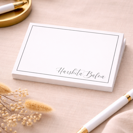 Customized - Minimalist Black - Notecards – Set of Personalized Flat Textured Notecards