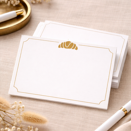 Customized Croissant Notecards – Set of Personalized Flat Textured Notecards